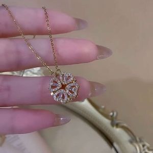 women s Necklace four leaf flower new type Tiktok one more small love diamond inlaid live broadcast with goods across clavicle chain mall broadcat good acro