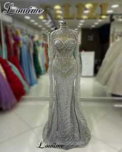 Abiti da passerella in Medio Oriente Silver Celebrity Mermaid Crystals Red Carpet for Women Vestidos de Gala Dubai Abiti da sera