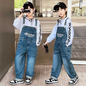 Overalls Rompers New retro boy full body jumpsuit school wearing retro jeans youth jumpsuit lace pants ages 4-14 WX5.26