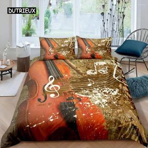 Bedding Sets Violin Duvet Cover Classical Music Theme Set Tie Dye Guitar Comforter For Teens Adults Microfiber King Quilt