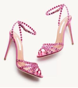 22S luksusowe kobiety sandałowe buty sandałowe ozdobne skórzane paski skórki kryształowe ozdoby ślubne sukienka weselna lady high-heels3663753