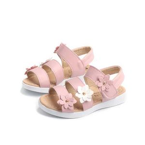 Sandalen Kindermädchen Plattform flache Prinzessin Blume Baby Sommerschuhe 21-36 Beige rosa weiche Mode D240527