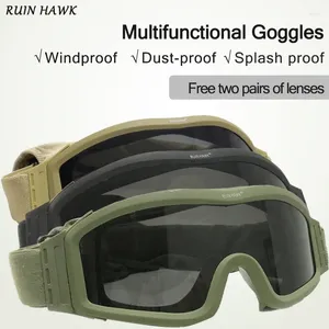 Occhiali da alpinismo per esbioni per est -occhiali da goggle tattiche militari di caccia e sicurezza da uomo 3 lenti
