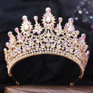 Kmvexo Barok Lüks Kraliçe Crystal Ab Tiaras Crown Gelin Kadınlar için Düğün Düğün Prenses Parti Saç Elbise Takı 240516