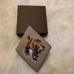 6色男性動物ショートウォレットレザーブラックヘビティガービーウォレット女性ロングスタイルの財布財布カードホルダーとギフトボックス2426