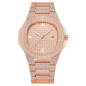 WLISTH Brand Date Quartz Mens Womens Watches Light Luxury Full Crystal Diamond Luminous Watch 42MM Diameter Dial Bling Unisex Wristwatc 286B