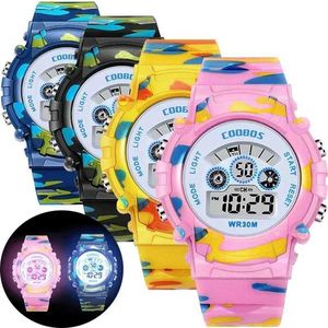 Zegarki dla dzieci świetliste kamuflaż zegarki dla dzieci prowadzone kolorowy flash cyfrowy alarm dla chłopców dziewczęta antysejsmiczne kreatywne dzieci zegar Y240527