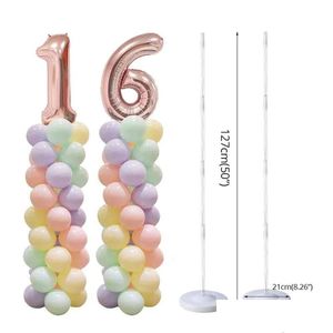Party Decoration 2Sets Adt Kids Birthday Balloon Column Stand Wedding Arch Baby Shower 100Pcs Latex Globos For Number Ballons Drop D Dhclr