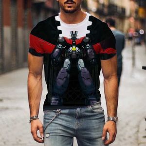 Herrpolos Ny Mazinger Z T-shirt Anime Robot 3D-tryck Mens Kort ärm T-shirt Fashion Street Clothing Harajuku Childrens Top T-shirt S52701