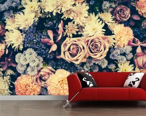 Sfondi papel de parede floreale vintage floreale retrò da parati 3d soggiorno tv divano da letto da letto per la casa arredamento
