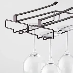 Kitchen Storage Simple Rack Iron Wine Glass Hanging Bar Hanger Shelf Stainless Steel Roll Holder Tools