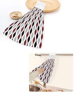 Towel Geometric Black Red Grey Medieval Print Hand Towels Home Kitchen Bathroom Hanging Dishcloths Loops Absorbent Custom Wipe