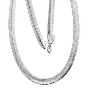 Moda plisowane łańcuchy srebrne srebrne naszyjnik 20 cali 10 mm płaski wąż naszyjnik DHSN209 gorąca sprzedaż 925 Srebrne łańcuchy talerzy biżuteria 281g