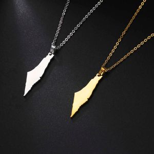 Fashion Necklace Designer Jewelry Sailormoon Cazador Israel Palestine Map Pendant Country Geography Stainless Steel Chain Necklaces for Women Gift Wholesale