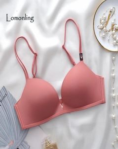 Lomoling VS sexy V buckle seamless thin cup without rim underwear gathered Womens bras solid color Y2004151878865