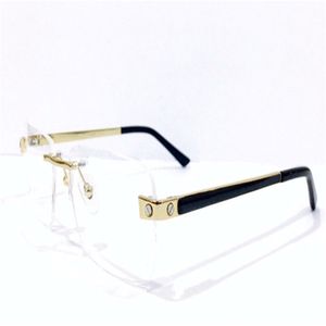 Nuovo design di moda bicchieri ottici 0105 Frame quadrato senza piede lente trasparente classico Eyewear in stile semplice e business 263G