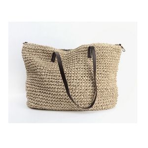 Projektantki- Summer Kobiety trwałe splotowe słomkowe torba plażowa żeńska lniana tkaninowa torba trawy swobodne torebki na drutach torby rattanowe ho 210o