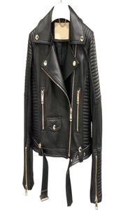 New Luxury Genuine Leather Jacket Women Black Fashion Slim Motorcycle Biker Real Sheepskin Leather Short Coats Belt Female 2010306216912