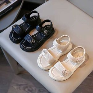 AWGC Sandals New Childrens Summer Boys and Girls Fashion Solid Color Hook Baby Soft Breathable Shoes Beach d240527