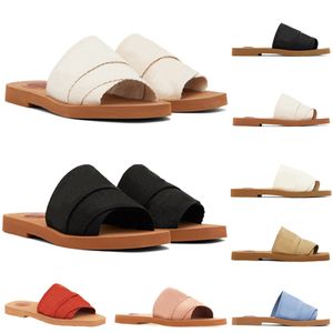 Designer Slippers Woody Sandals Letters Luxury Brand Fashionable Women Canvas Slides Clogs Mule Flat Sandals Comfortable Summer Outdoor Beach Slippers 5A