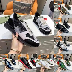 Rockrunner Camo Dress Shoes Platform Sneakers Top Leather Camouflage Rubber Sole Military Green Triple Black White Grey【code ：L】Trainers