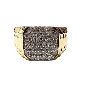 Modny duży męski projekt grzywny biżuteria duże pierścionki solidne złoto prawdziwe diamenty ślubne pierścionek naturalny diament dla mężczyzn