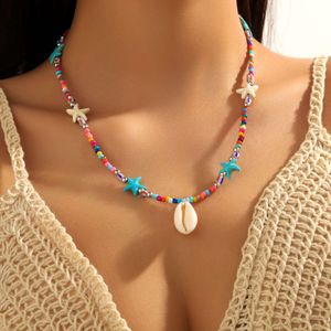 New Spring Summer Ocean Style Conch Jewelry Colored Rice Beads Beaded Shell Necklace