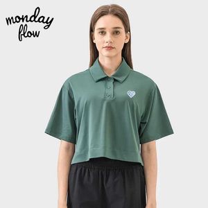 Women's Polos Monday Flow Wear Women Short Slve T-shirt Plain Polo Neck Shirts Trend Luxury Polyester Hign Quality Clothing Y240527
