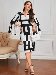 Europa und die grenzüberschreitende Mode elegantes Temperament Plus-Size-Kleid UBS223 240527