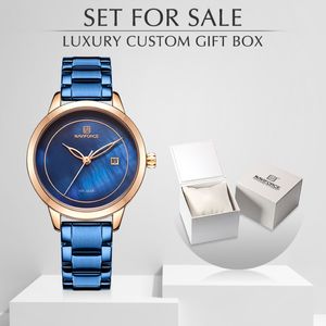 Donne guardano NaviForce inossidabile ad acciaio inossidabile orologio da polso da fango impermeabili orologi semplici orologi da ragazza blu in vendita 234a