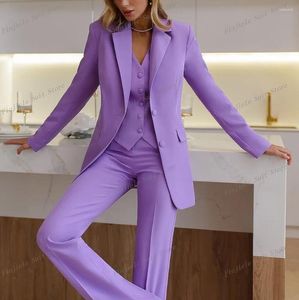 Women's Two Piece Pants Light Purple Women Suits Lady Business Office Tuxedos Mother Wedding Party Formal Occasions Ladies 3 Set Jacket Vest