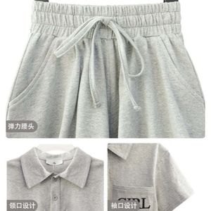 Moda meninas roupas de verão pólo letra shorts 2 peças terno tênis esporte uniforme