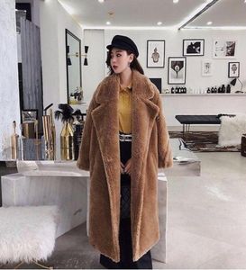 Women Faux Fur Coat Teddy Bear Brown Fleece Jackets Outerwear Fuzzy Jacket Thick Overcoat Warm Long Parka shearling Overcoat LJJA23692843