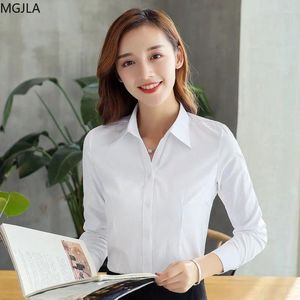 Women's Polos High Quality Elastic Fiber Cotton Breathable Long Sleeve Formal Shirt Business Easy Wear Work Clothes Office Lady Shirts