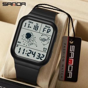 Нарученные часы Sanda Digital Watch Men Army Army Army Sport Top Top светодиодные секундомеры водонепроницаемые мужские электронные часы 6052
