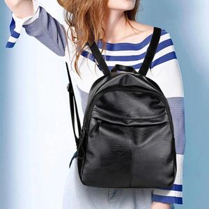 Schultaschen stilvolle Frauen Rucksack Preppy Style Rucksack Solid Farbe PU Leder Handtaschen Freizeitstudent Große Rucksäcke