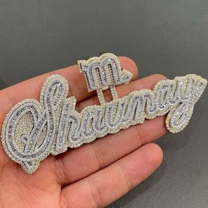 Hiphop med Sier VVS Moissanite Diamond Custom 3D Letter Pendant Character Font Di