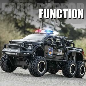 Samochód elektryczny/RC Electric/RC samochód 1/28 Zmodyfikowany stopowy pojazd terenowy Die Cast Metal Police Car Series Ford Raptor F150 Prezent WX5.26