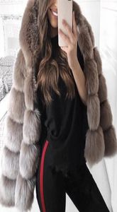 冬の太い暖かい毛皮のコート女性プラスサイズ3xフード付き長袖ジャケットラグジュアリーコート4671721