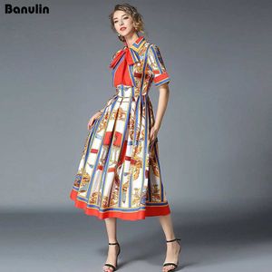 Платья по взлетно -посадочной полосе Banulin Высококачественное новейшее дизайнер по взлетно -посадочной полосе летние женщины с короткими рубашками воротнич
