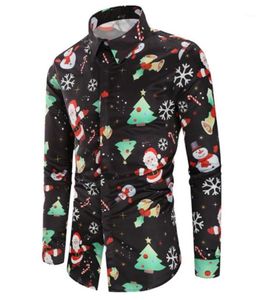 Men039s повседневные рубашки Camisa Masculina Men Snowflakes Santa Candy Printed Рождественская рубашка Top Blouse Cemise Homme Noel Long SL8407923