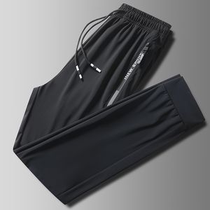 Calças casuais de nylon de nylon masculinas, tendência de tendência masculina e de verão, calças esportivas soltas, calças cortadas