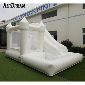 wholesale Factory price white and green bounce house inflatable commercial wedding bouncy castle inflatables bouncer with slide 001