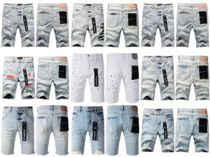 Jeans de designer roxo shorts Hip Hop