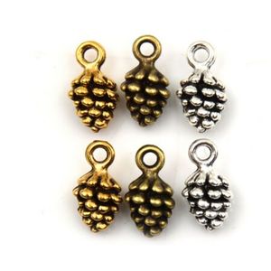 200pcs сплавные кедровые орехи чары антикварные серебряные бронзовые подвески для ожерелья для ювелирных изделий.
