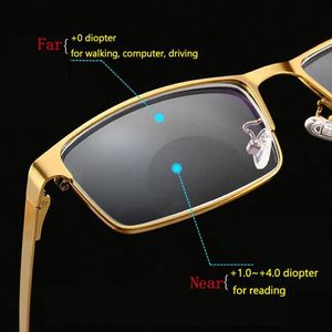 Солнцезащитные очки бифокальные очки для чтения мужчины женщины против голубых лучей Presbyopia Eyeglasses Diopter 150 200 250 Pochromic Fast Light Response 2110