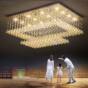 Modern simple rectangular crystal ceiling lamps living room dining room chandelier lights villa creative bedroom ceiling lights 254o