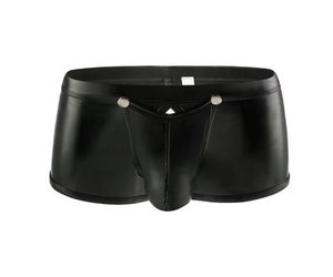 PU Leather Button Open Crotch Underpants Mens Boxer Shorts Jock Strap BuLatex Boxershorts Bugle Pouch Underwear Gay Panties 2XL5825586