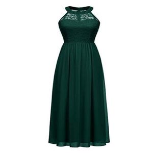 Dark Green Bridesmaid Dress Floor-length Chiffon Party Gown Halter Custom Made Bridesmaid Dresses Lace and Chiffon Wedding Evening Gown 243j