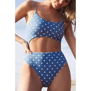 Kvinnors badkläder Kvinnor Swimsuit klippte ut spets Monokini Hög midja Front Swimwears Solid Print Biquinis Summer Beach Tankinis